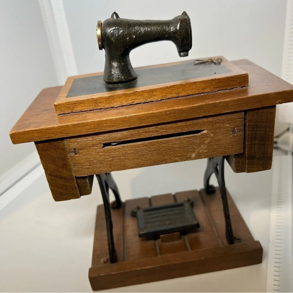 Mini Sewing Machine Music Box by George Good Corporation, Vintage Works Well
